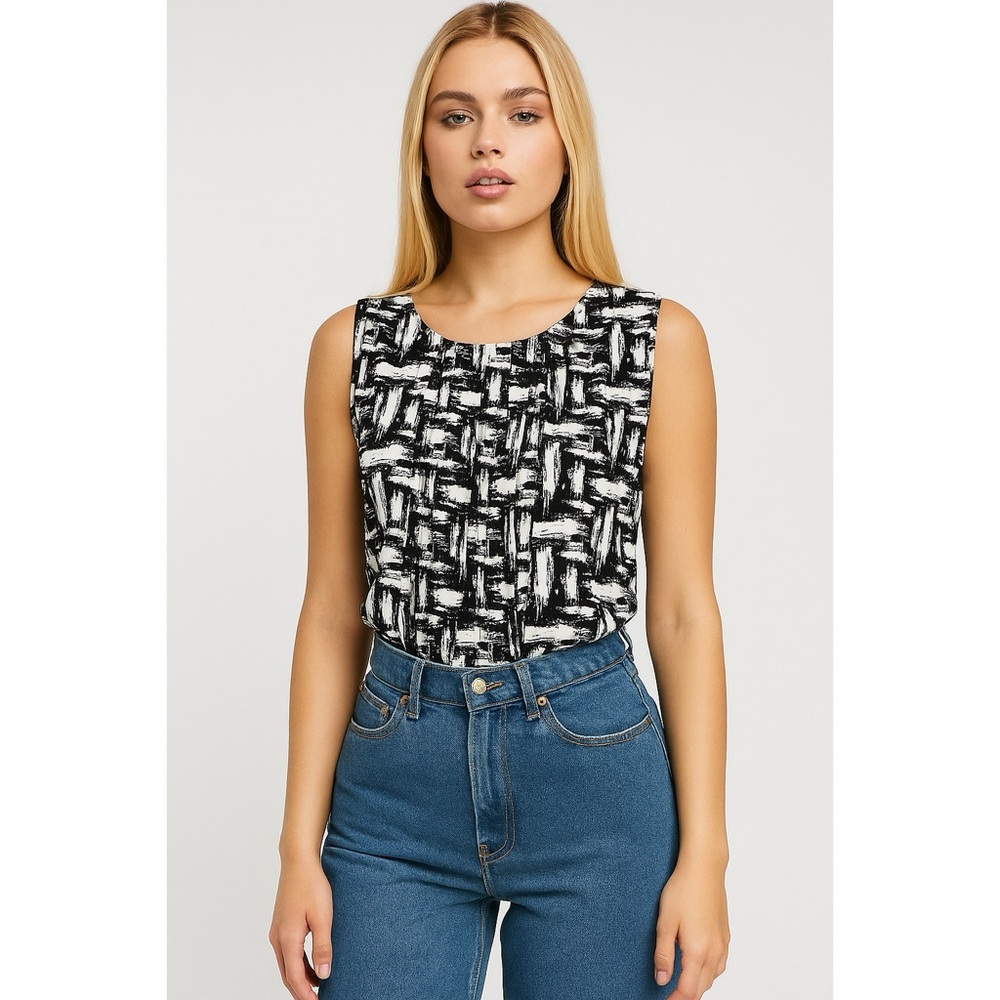 CK | Y2K Geo Pattern Stretchy Sleeveless Blouse Tank Top